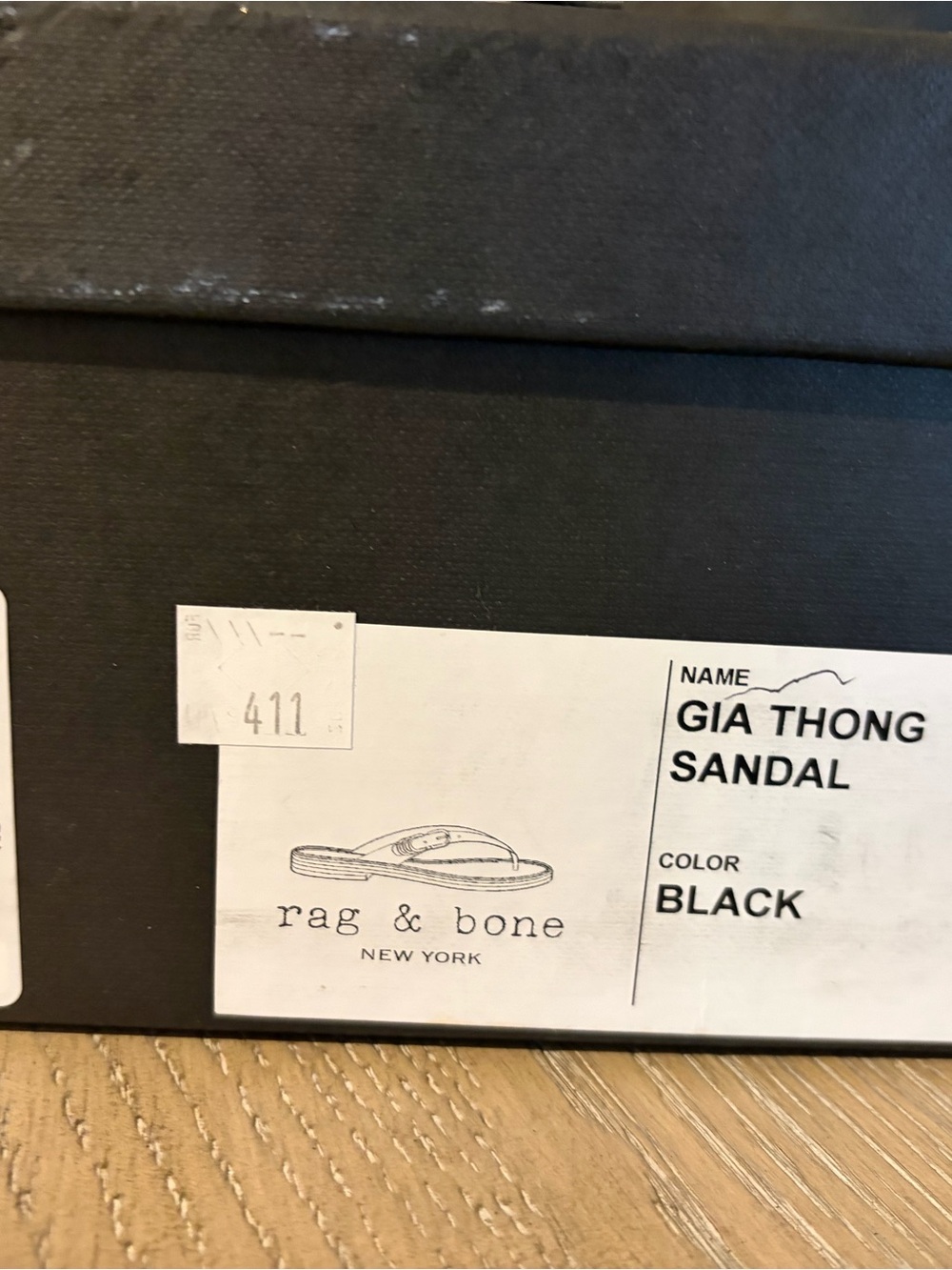 rag & bone Black Leather Gia thong Sandals 39/9 - Picture 6 of 7